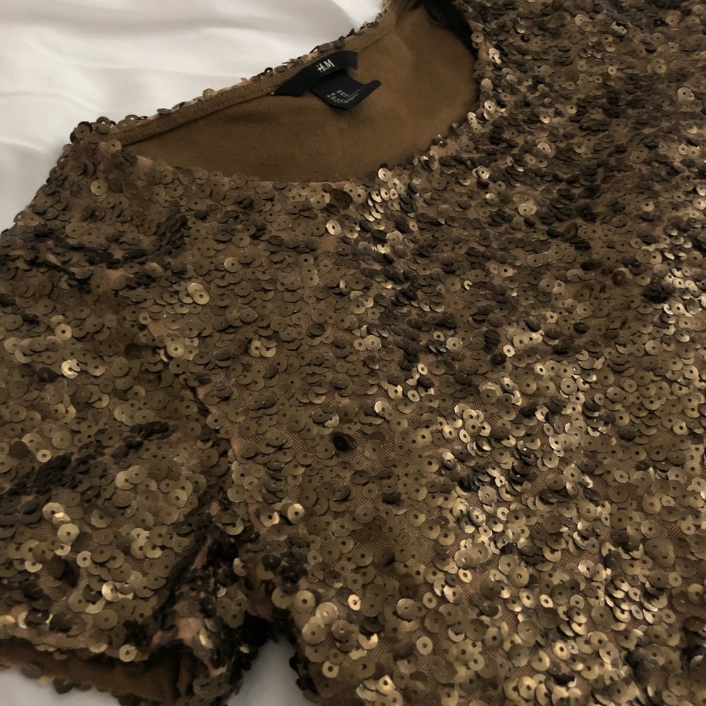 Brown Gold Sequin Top